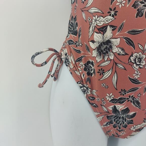 Kona Sol Women's Swimsuit Halter Top Floral Mauve Black Sz S - Picture 6 of 9